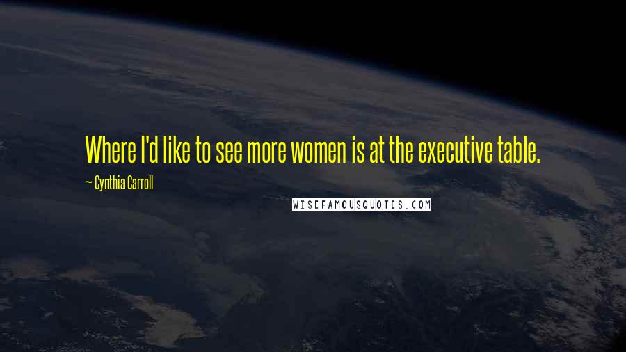 Cynthia Carroll Quotes: Where I'd like to see more women is at the executive table.