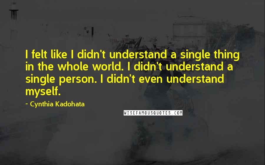 Cynthia Kadohata Quotes: I felt like I didn't understand a single thing in the whole world. I didn't understand a single person. I didn't even understand myself.