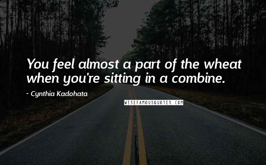 Cynthia Kadohata Quotes: You feel almost a part of the wheat when you're sitting in a combine.