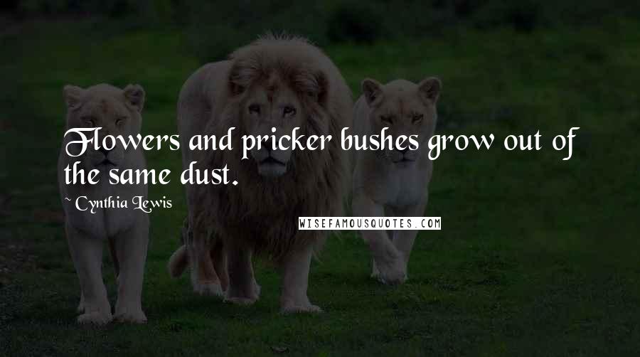 Cynthia Lewis Quotes: Flowers and pricker bushes grow out of the same dust.