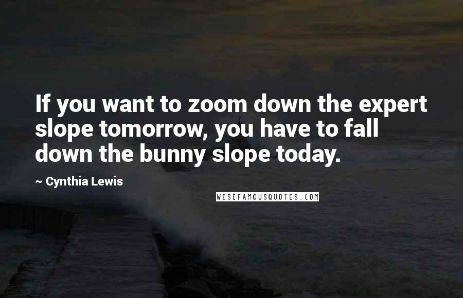 Cynthia Lewis Quotes: If you want to zoom down the expert slope tomorrow, you have to fall down the bunny slope today.