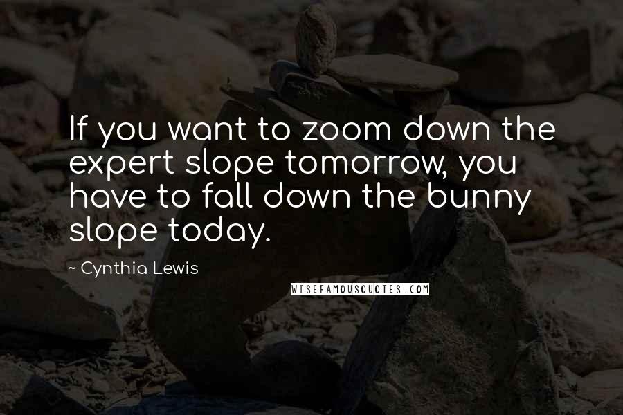 Cynthia Lewis Quotes: If you want to zoom down the expert slope tomorrow, you have to fall down the bunny slope today.