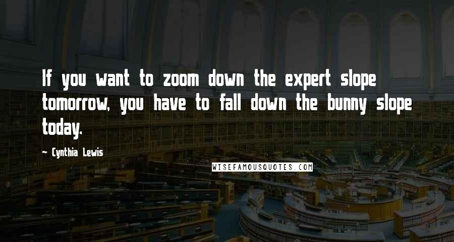 Cynthia Lewis Quotes: If you want to zoom down the expert slope tomorrow, you have to fall down the bunny slope today.