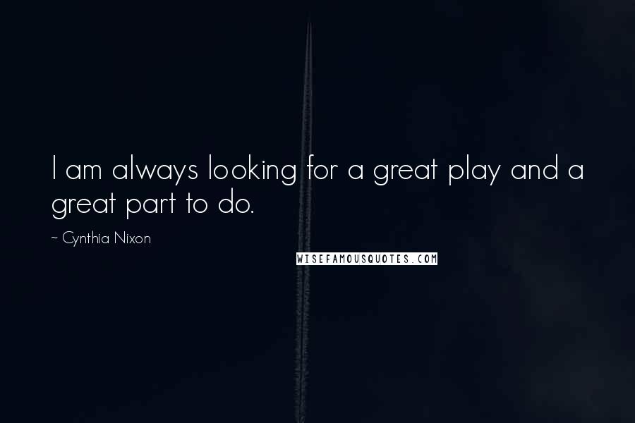 Cynthia Nixon Quotes: I am always looking for a great play and a great part to do.