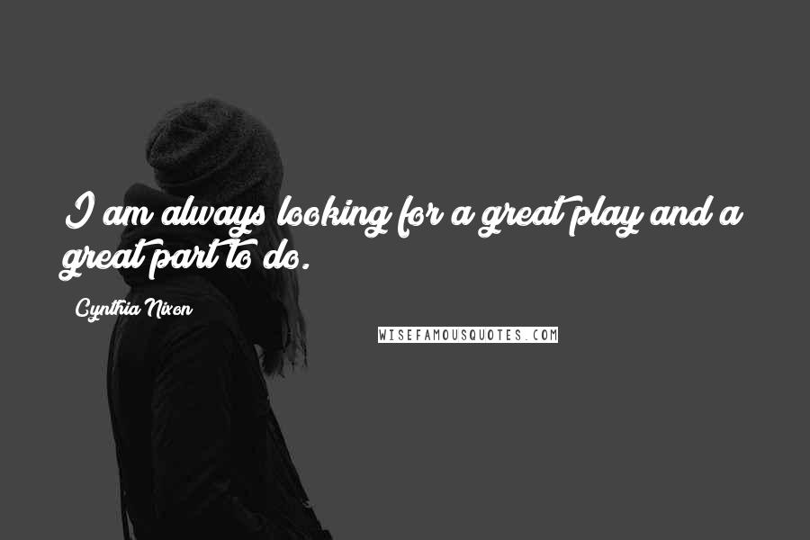 Cynthia Nixon Quotes: I am always looking for a great play and a great part to do.