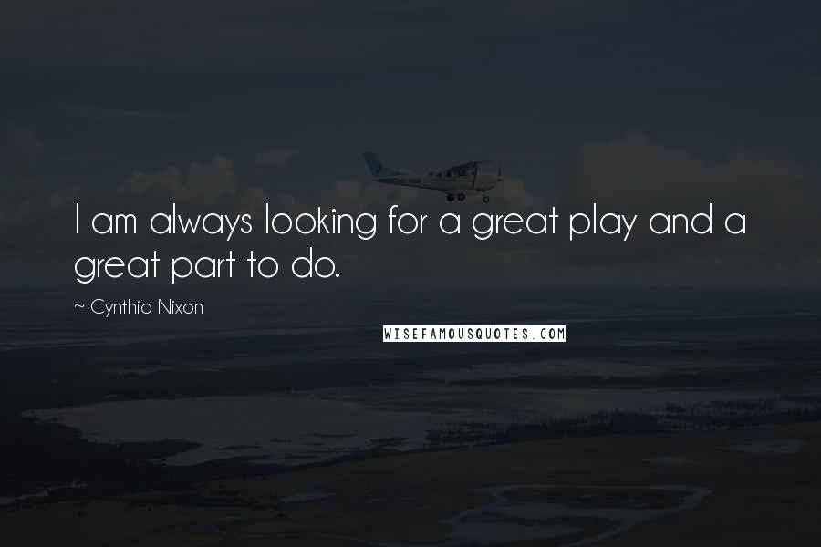 Cynthia Nixon Quotes: I am always looking for a great play and a great part to do.