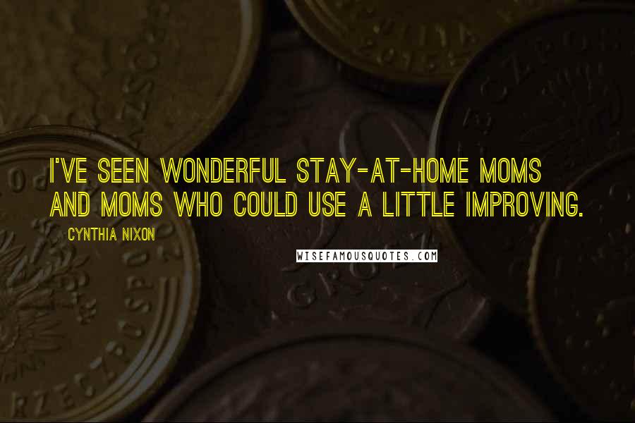 Cynthia Nixon Quotes: I've seen wonderful stay-at-home moms and moms who could use a little improving.
