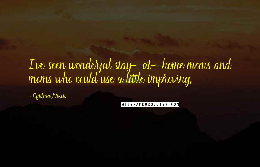 Cynthia Nixon Quotes: I've seen wonderful stay-at-home moms and moms who could use a little improving.