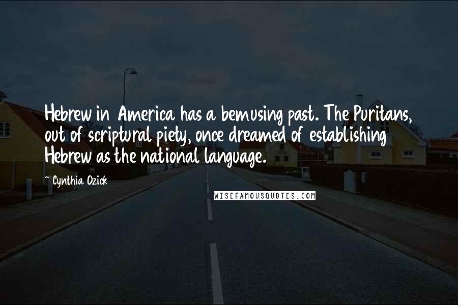 Cynthia Ozick Quotes: Hebrew in America has a bemusing past. The Puritans, out of scriptural piety, once dreamed of establishing Hebrew as the national language.