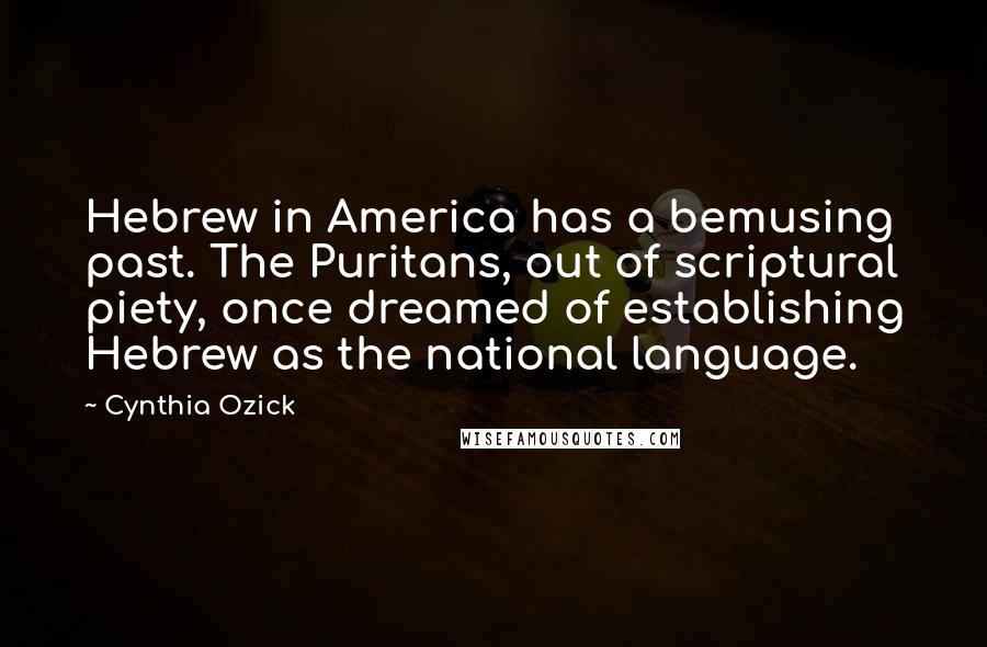 Cynthia Ozick Quotes: Hebrew in America has a bemusing past. The Puritans, out of scriptural piety, once dreamed of establishing Hebrew as the national language.