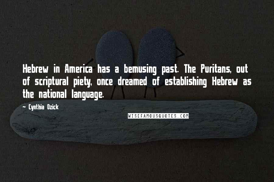 Cynthia Ozick Quotes: Hebrew in America has a bemusing past. The Puritans, out of scriptural piety, once dreamed of establishing Hebrew as the national language.