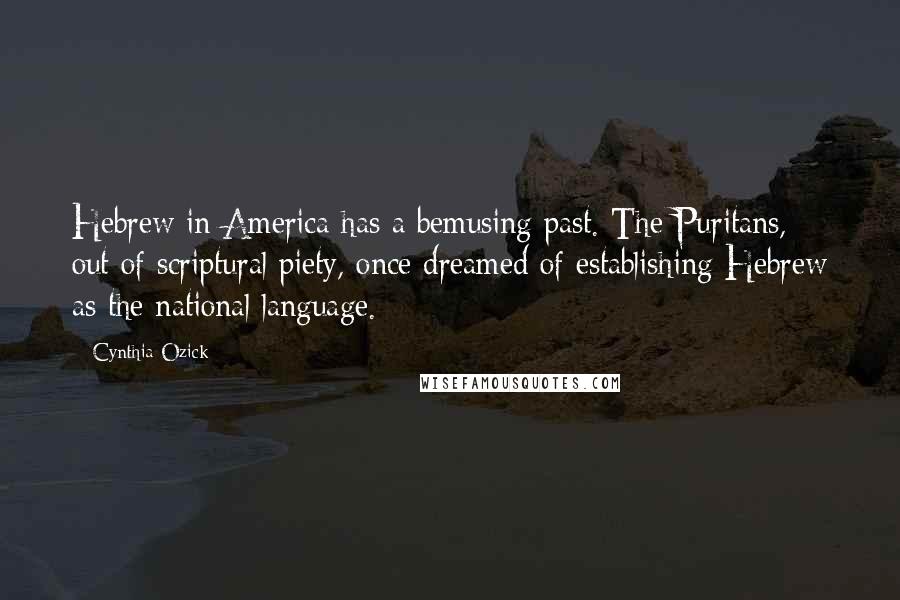Cynthia Ozick Quotes: Hebrew in America has a bemusing past. The Puritans, out of scriptural piety, once dreamed of establishing Hebrew as the national language.