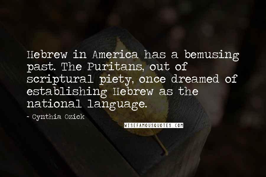 Cynthia Ozick Quotes: Hebrew in America has a bemusing past. The Puritans, out of scriptural piety, once dreamed of establishing Hebrew as the national language.