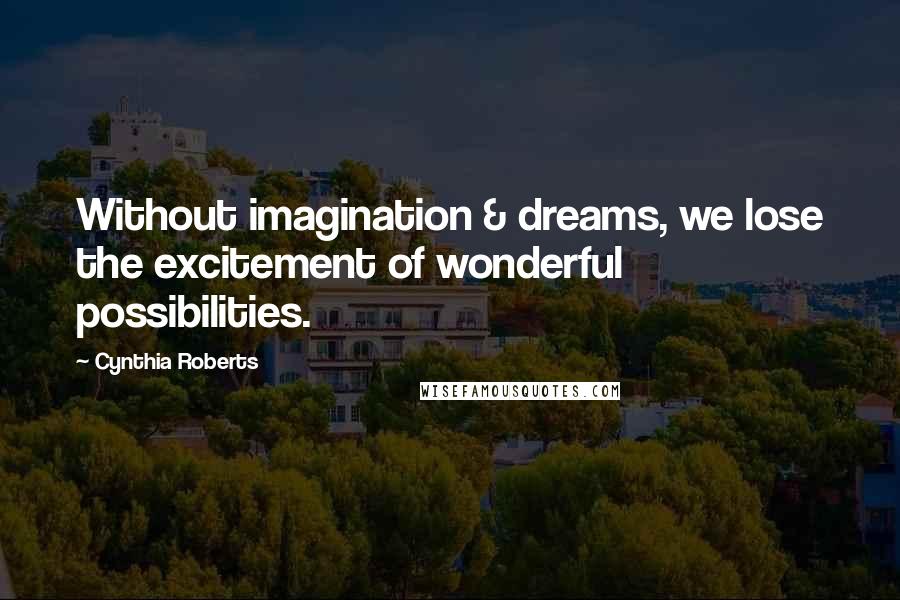 Cynthia Roberts Quotes: Without imagination & dreams, we lose the excitement of wonderful possibilities.