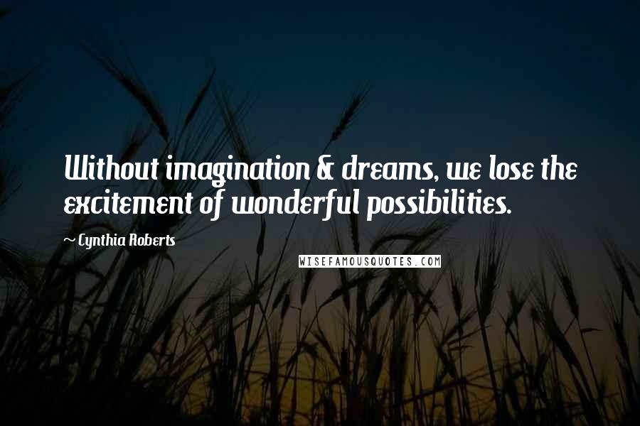 Cynthia Roberts Quotes: Without imagination & dreams, we lose the excitement of wonderful possibilities.