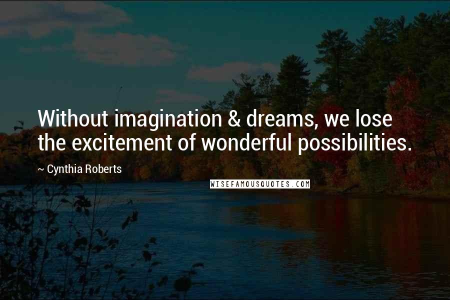 Cynthia Roberts Quotes: Without imagination & dreams, we lose the excitement of wonderful possibilities.