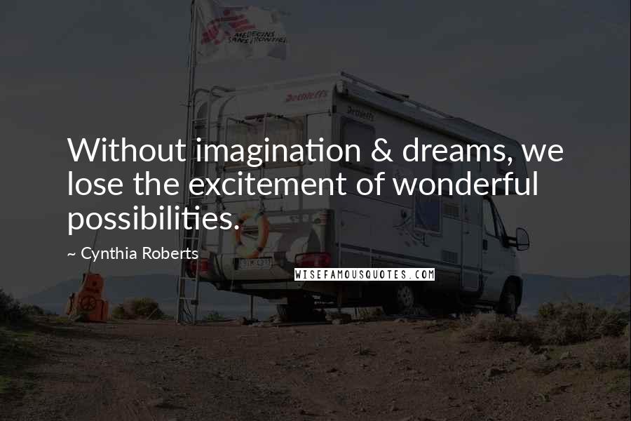 Cynthia Roberts Quotes: Without imagination & dreams, we lose the excitement of wonderful possibilities.