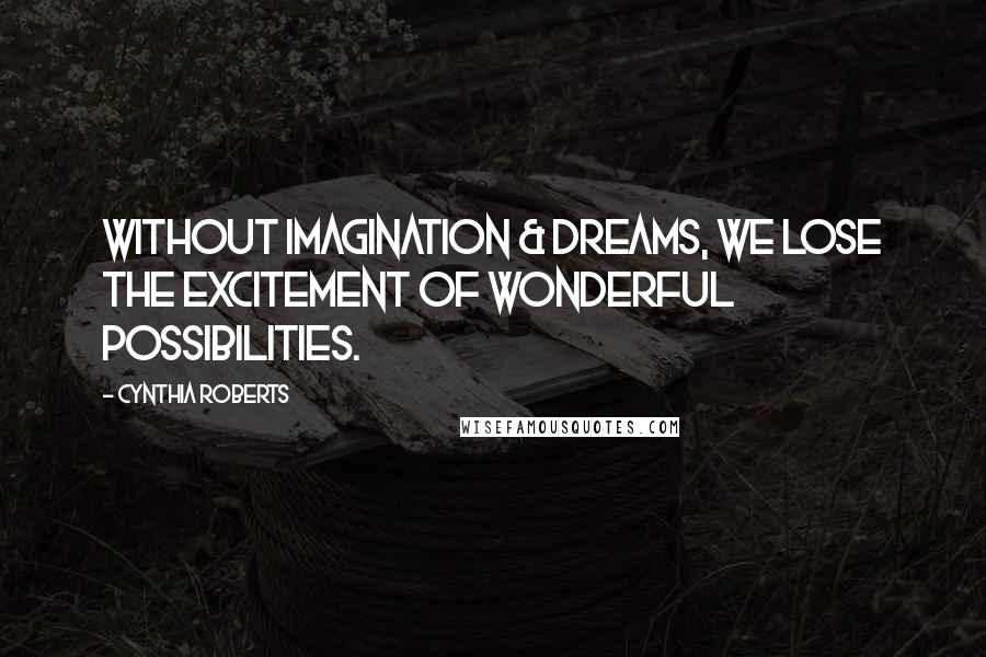 Cynthia Roberts Quotes: Without imagination & dreams, we lose the excitement of wonderful possibilities.