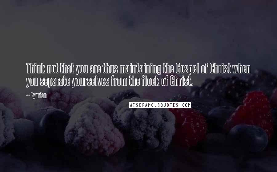 Cyprian Quotes: Think not that you are thus maintaining the Gospel of Christ when you separate yourselves from the flock of Christ.