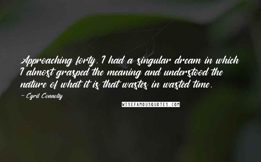 Cyril Connolly Quotes: Approaching forty, I had a singular dream in which I almost grasped the meaning and understood the nature of what it is that wastes in wasted time.