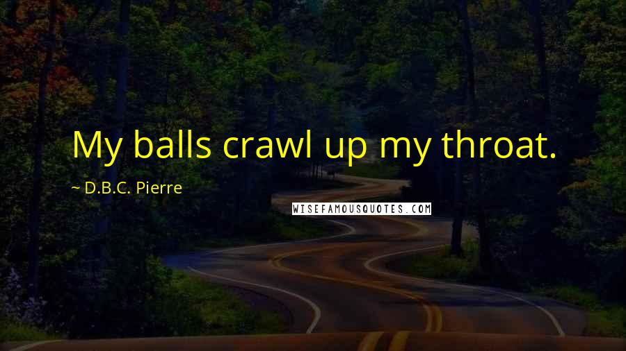 D.B.C. Pierre Quotes: My balls crawl up my throat.