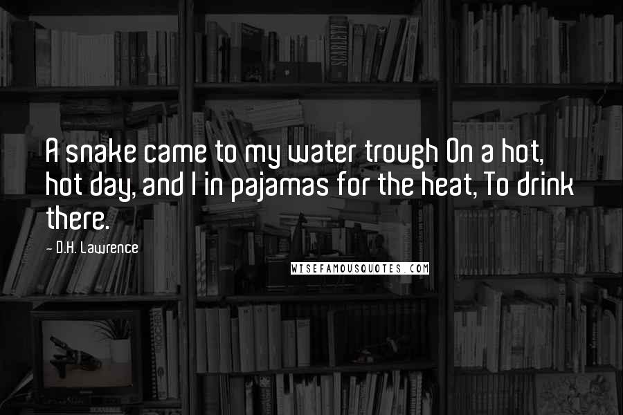 D.H. Lawrence Quotes: A snake came to my water trough On a hot, hot day, and I in pajamas for the heat, To drink there.