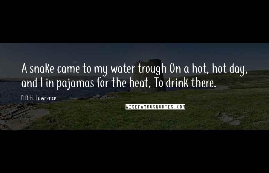 D.H. Lawrence Quotes: A snake came to my water trough On a hot, hot day, and I in pajamas for the heat, To drink there.