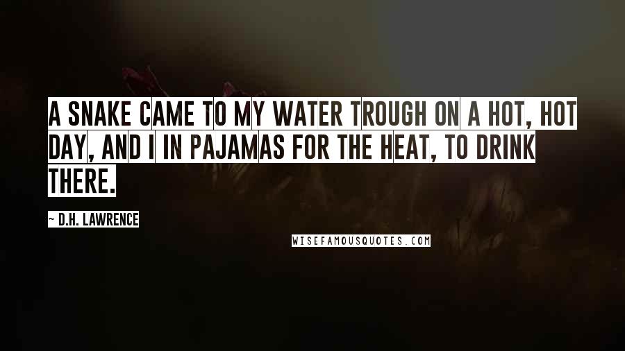 D.H. Lawrence Quotes: A snake came to my water trough On a hot, hot day, and I in pajamas for the heat, To drink there.