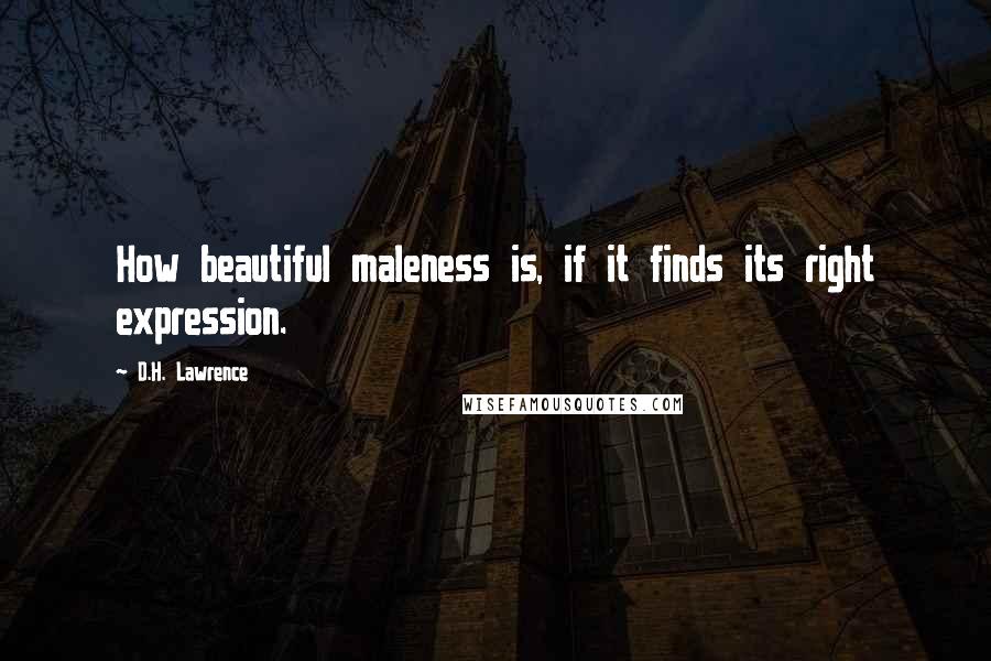 D.H. Lawrence Quotes: How beautiful maleness is, if it finds its right expression.