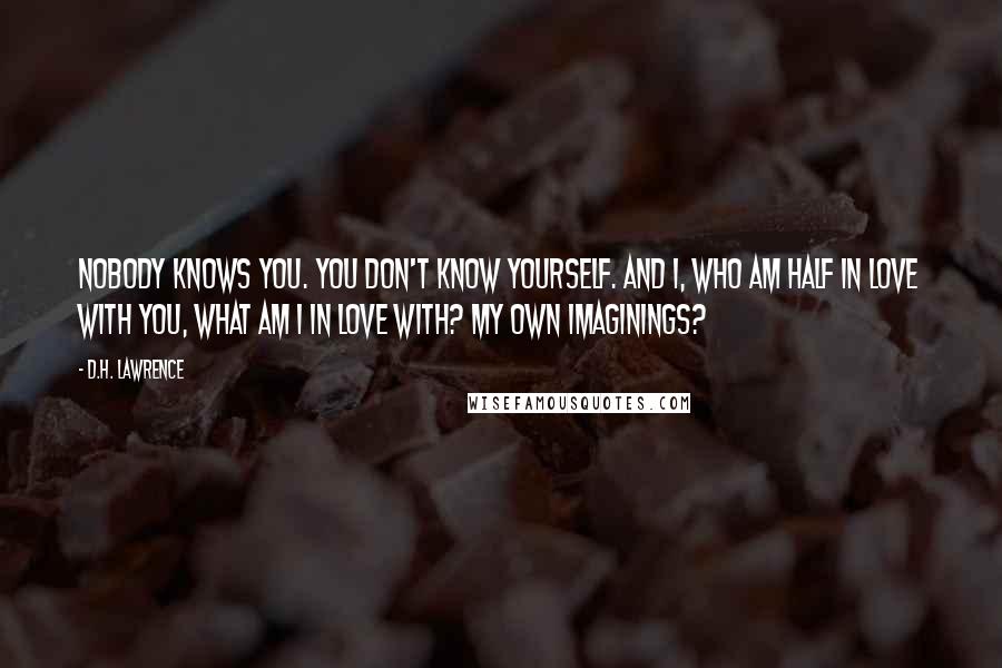 D.H. Lawrence Quotes: Nobody knows you. You don't know yourself. And I, who am half in love with you, What am I in love with? My own imaginings?