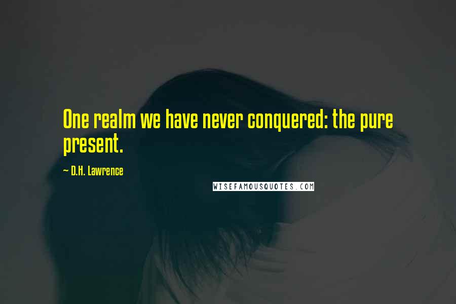 D.H. Lawrence Quotes: One realm we have never conquered: the pure present.