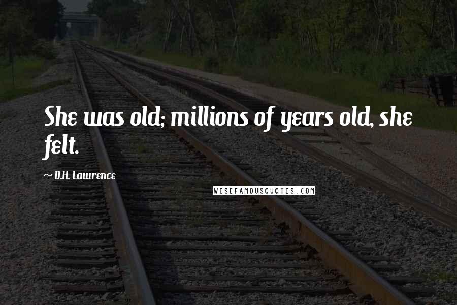 D.H. Lawrence Quotes: She was old; millions of years old, she felt.