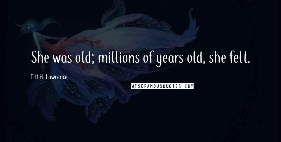 D.H. Lawrence Quotes: She was old; millions of years old, she felt.
