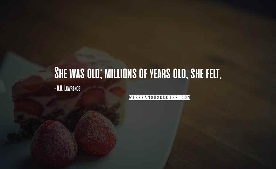 D.H. Lawrence Quotes: She was old; millions of years old, she felt.