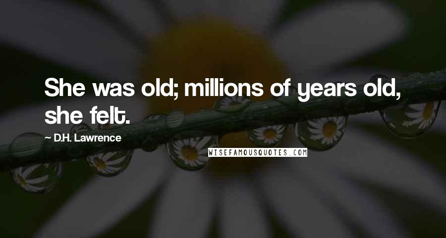 D.H. Lawrence Quotes: She was old; millions of years old, she felt.
