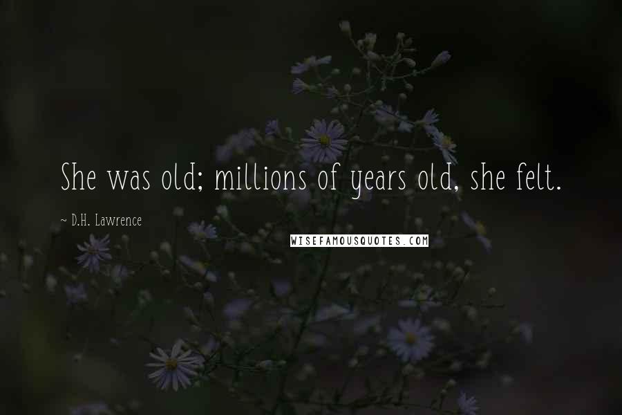 D.H. Lawrence Quotes: She was old; millions of years old, she felt.