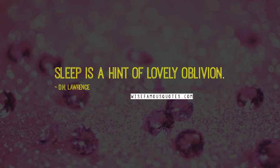 D.H. Lawrence Quotes: Sleep is a hint of lovely oblivion.