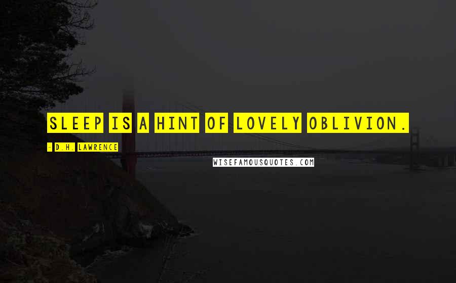 D.H. Lawrence Quotes: Sleep is a hint of lovely oblivion.