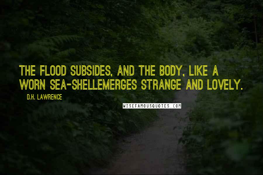 D.H. Lawrence Quotes: The flood subsides, and the body, like a worn sea-shellemerges strange and lovely.