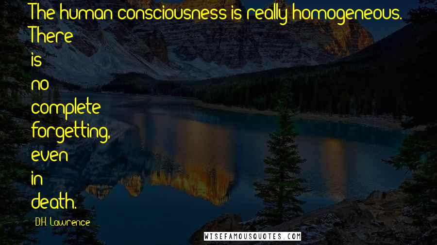 D.H. Lawrence Quotes: The human consciousness is really homogeneous. There is no complete forgetting, even in death.