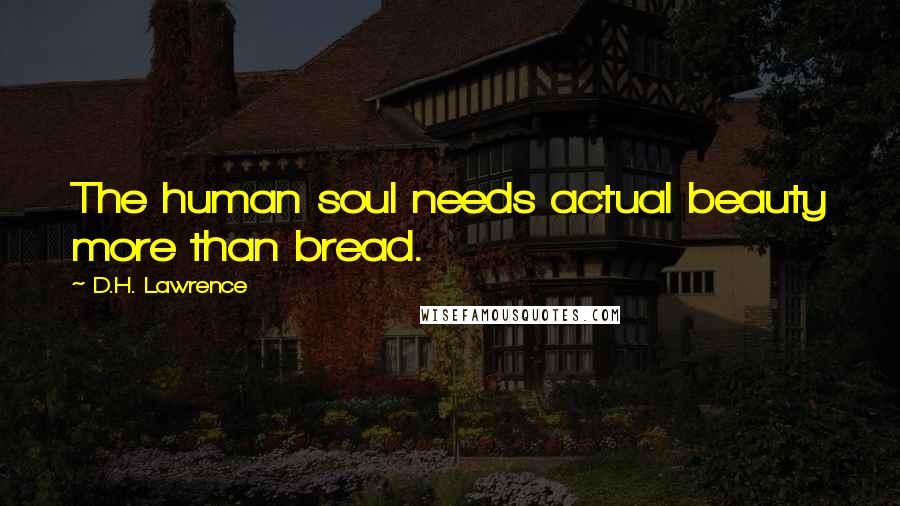 D.H. Lawrence Quotes: The human soul needs actual beauty more than bread.
