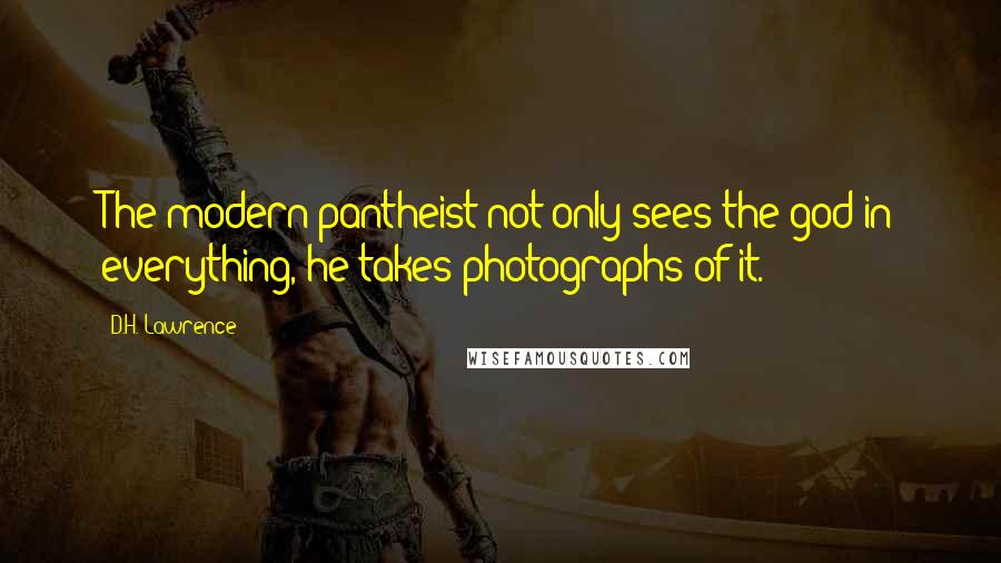 D.H. Lawrence Quotes: The modern pantheist not only sees the god in everything, he takes photographs of it.