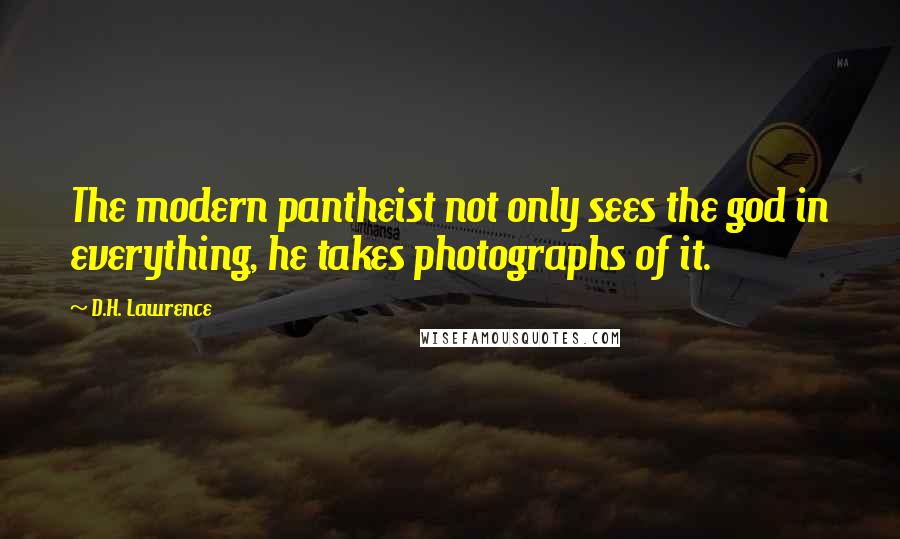 D.H. Lawrence Quotes: The modern pantheist not only sees the god in everything, he takes photographs of it.