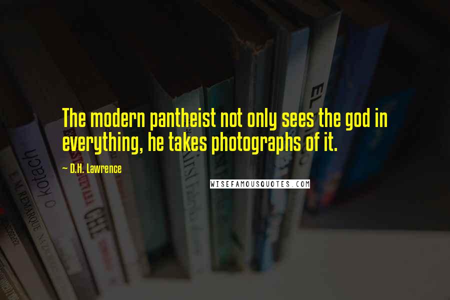 D.H. Lawrence Quotes: The modern pantheist not only sees the god in everything, he takes photographs of it.