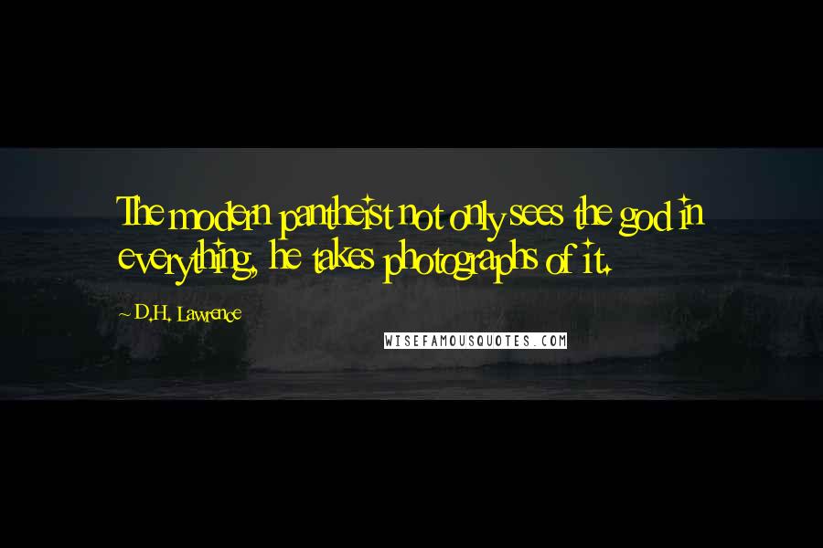 D.H. Lawrence Quotes: The modern pantheist not only sees the god in everything, he takes photographs of it.