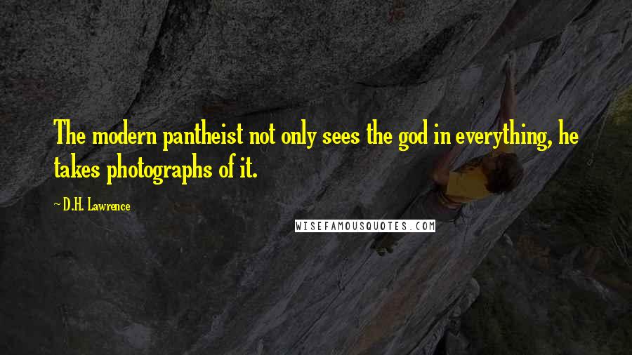 D.H. Lawrence Quotes: The modern pantheist not only sees the god in everything, he takes photographs of it.