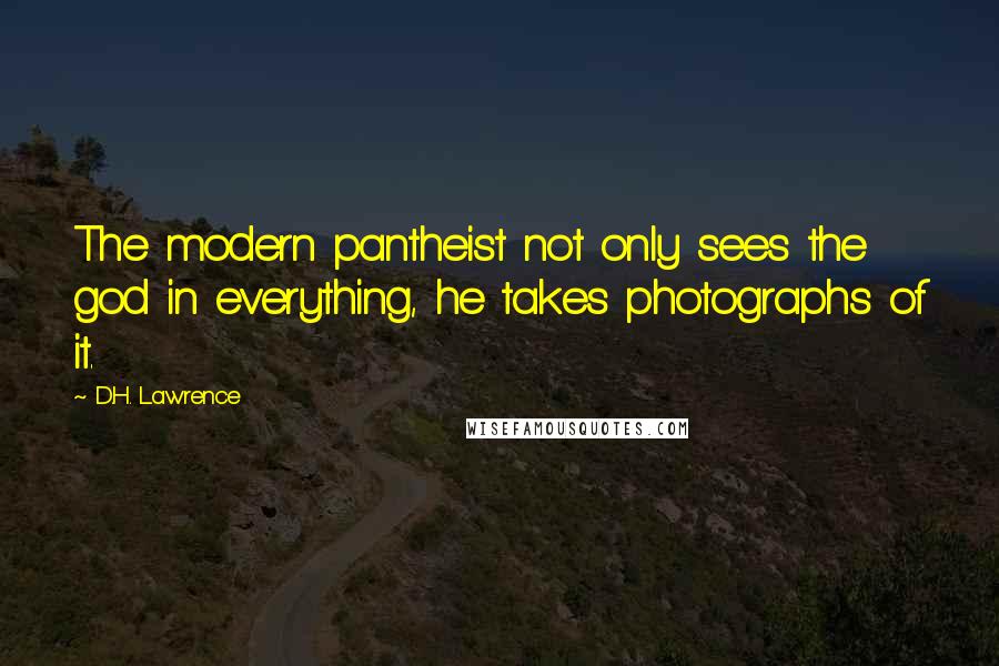 D.H. Lawrence Quotes: The modern pantheist not only sees the god in everything, he takes photographs of it.