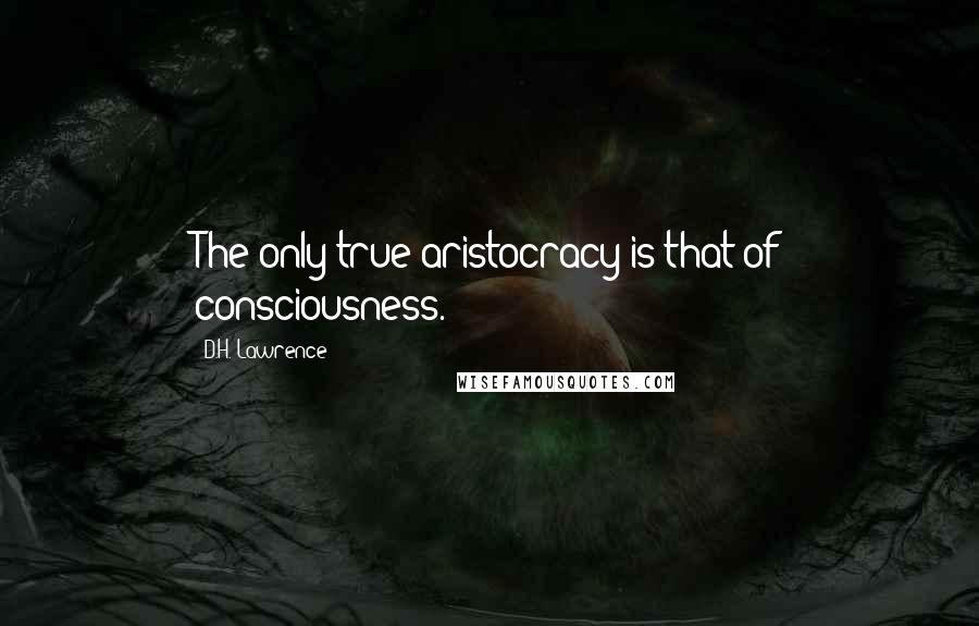 D.H. Lawrence Quotes: The only true aristocracy is that of consciousness.