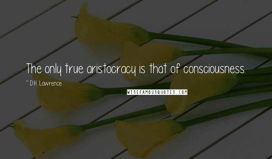 D.H. Lawrence Quotes: The only true aristocracy is that of consciousness.