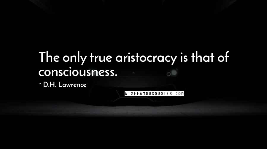 D.H. Lawrence Quotes: The only true aristocracy is that of consciousness.